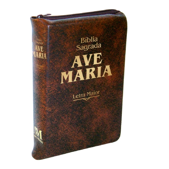 Bíblia Letra Maior Zíper - Marrom